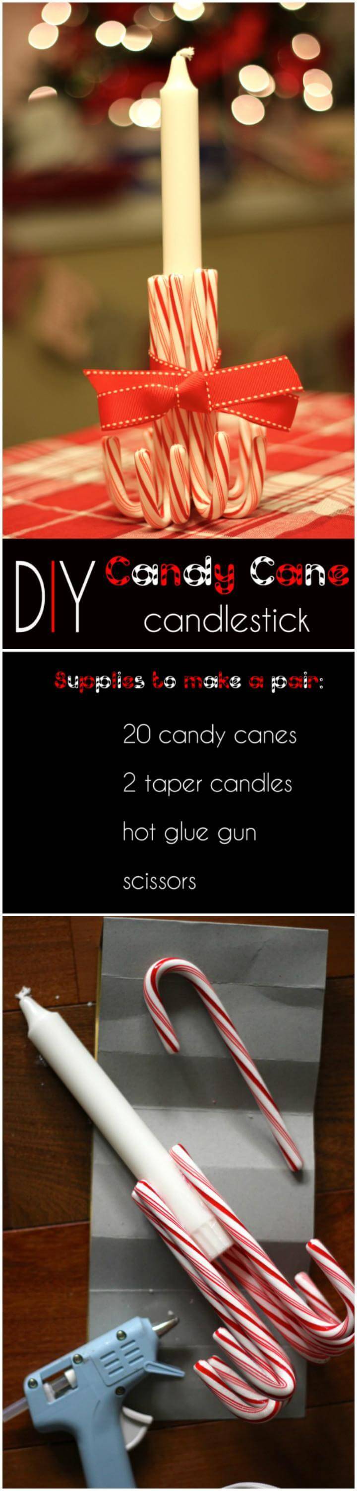 handmade candy cane candlestick