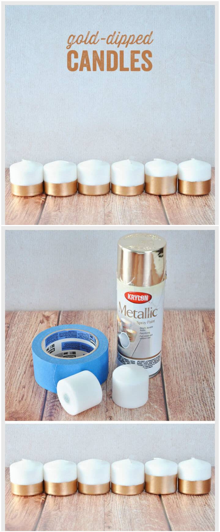 DIY modern gold dipped candles