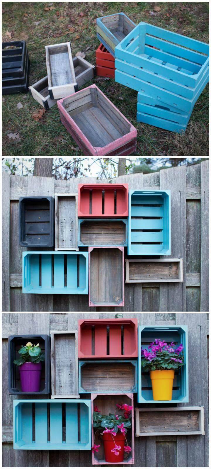 repurposed crate fence storage and display shelves