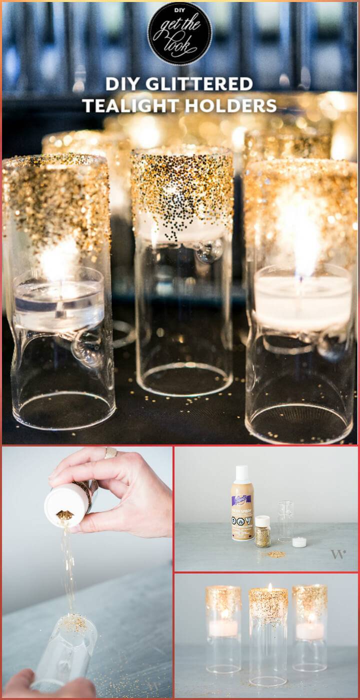 easy and beautiful glittered tealight holders