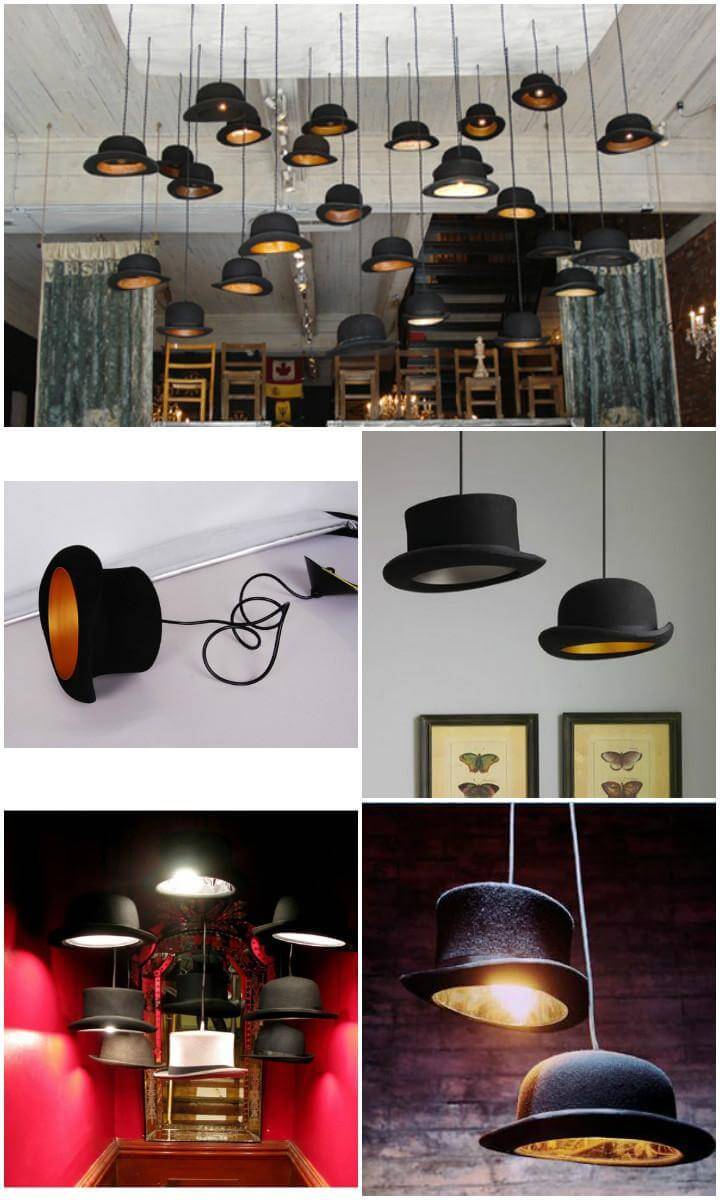 repurposed hat pendant lights