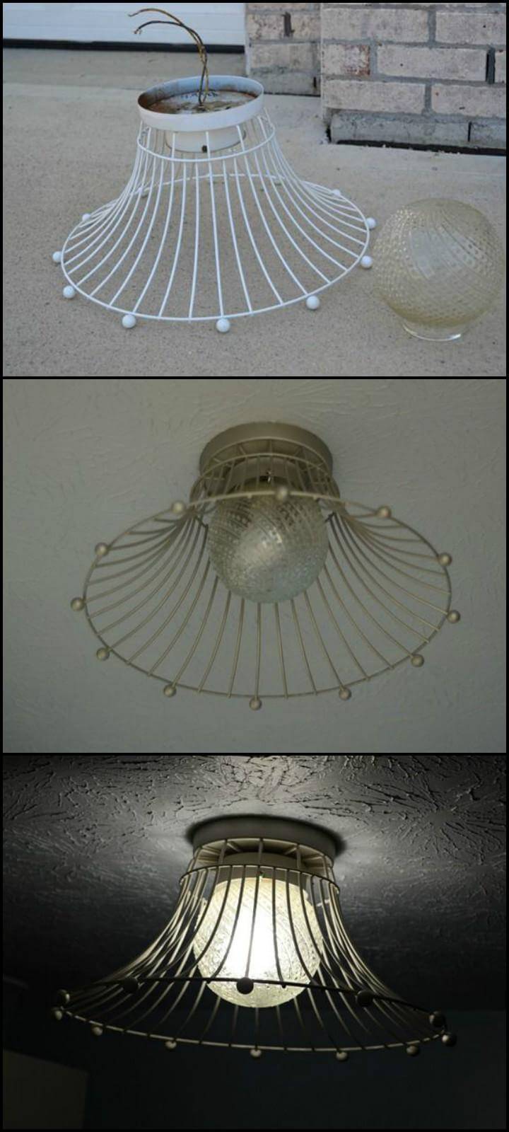 handmade industrial wire basket pendant light