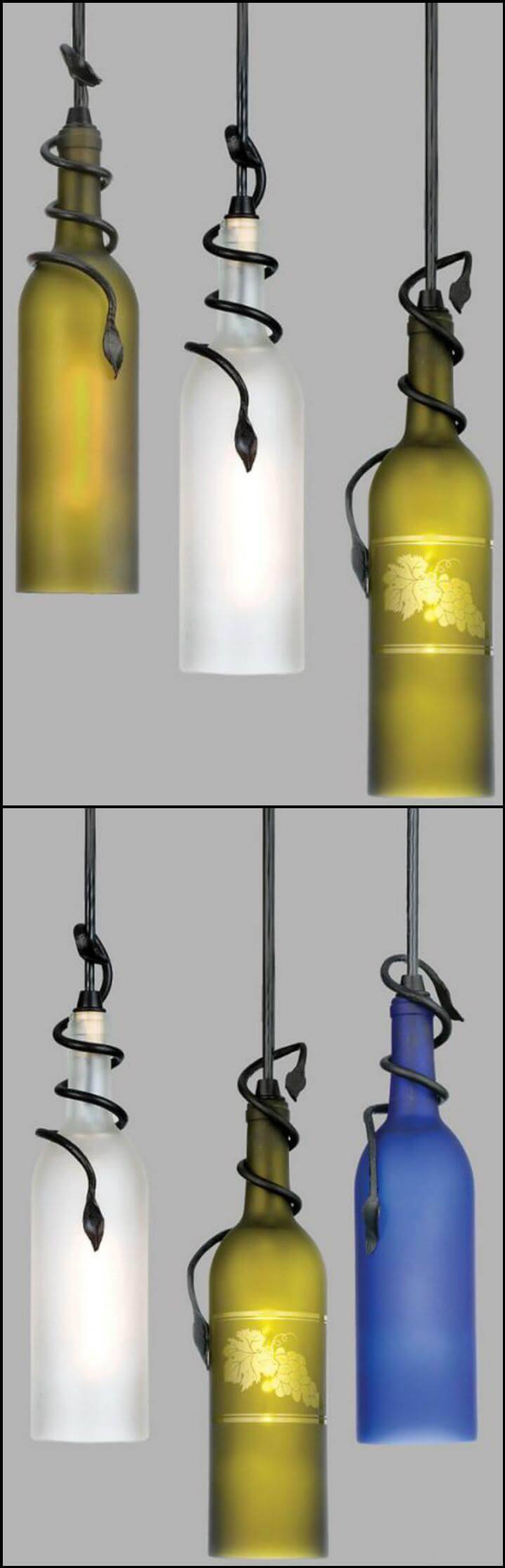 reclaimed glass bottle pendant lights