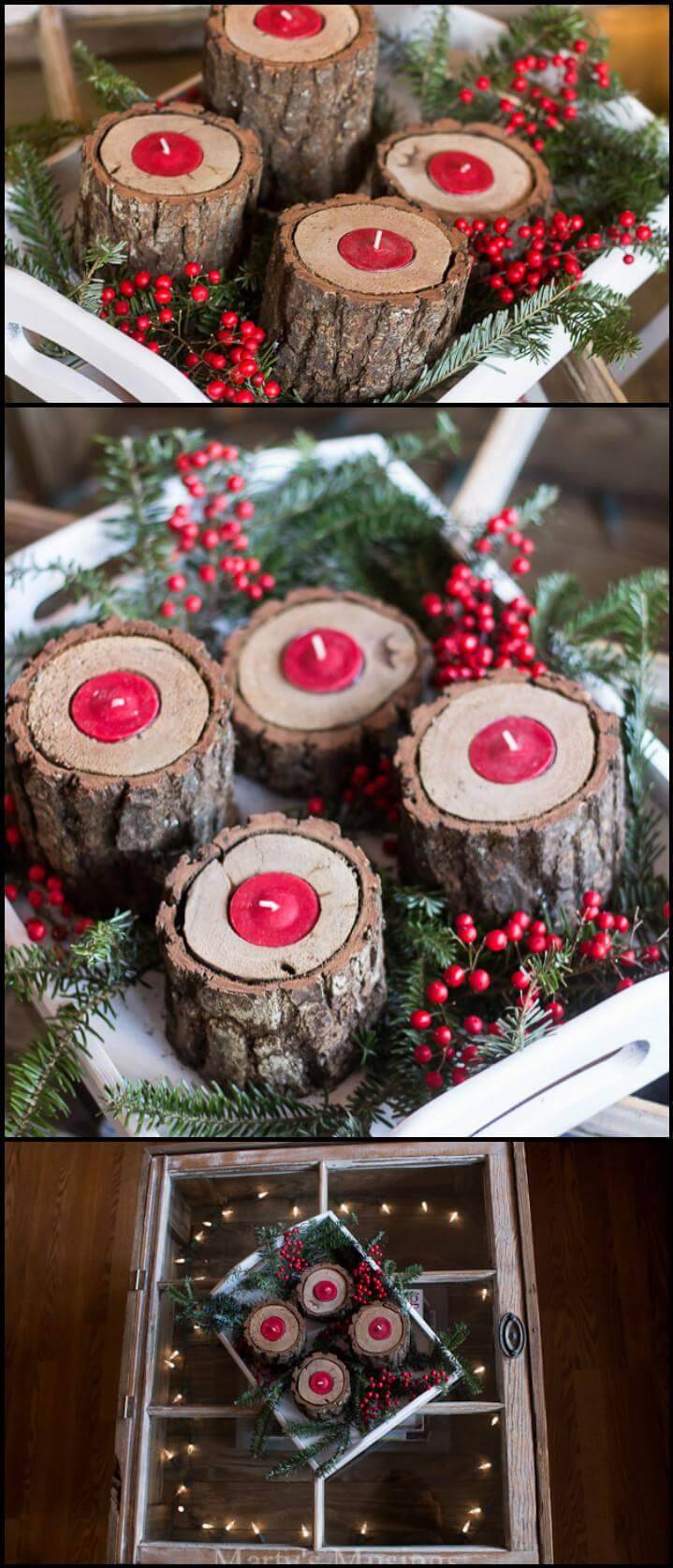easy yet beautiful rustic wood candle holders
