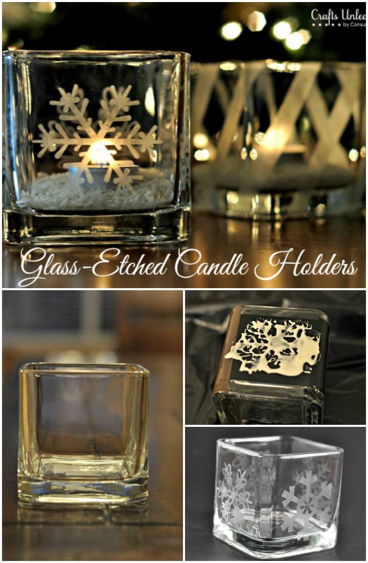 timeless etched glass candle holder
