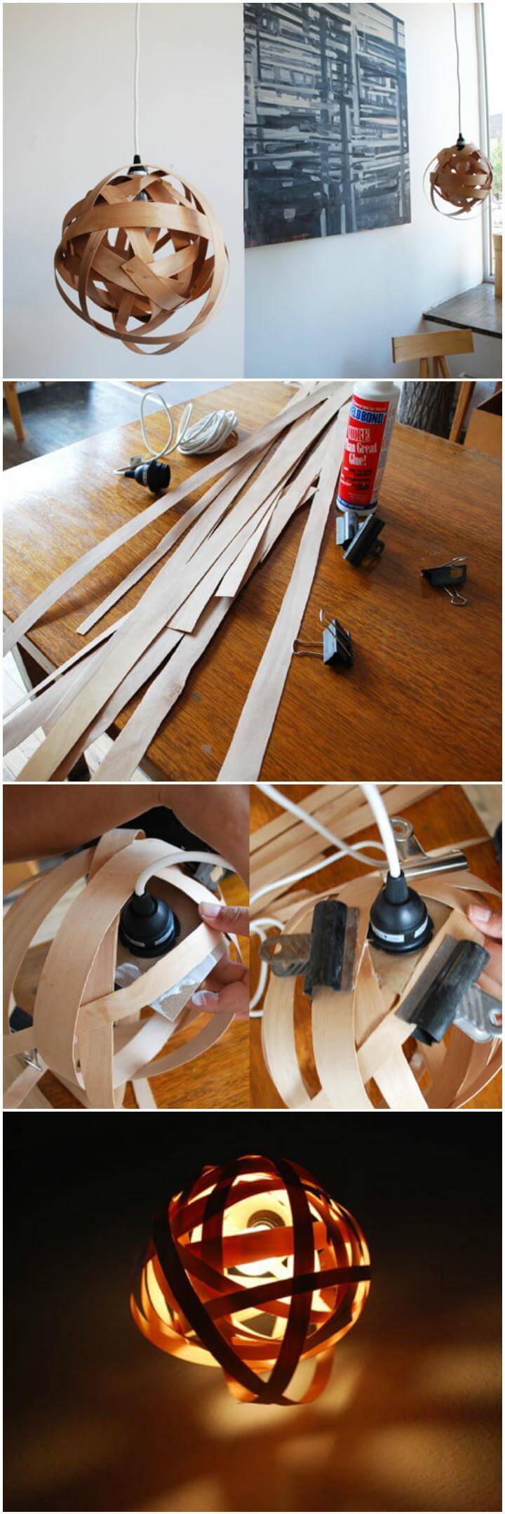 creative woven wooden stripes pendant lamp