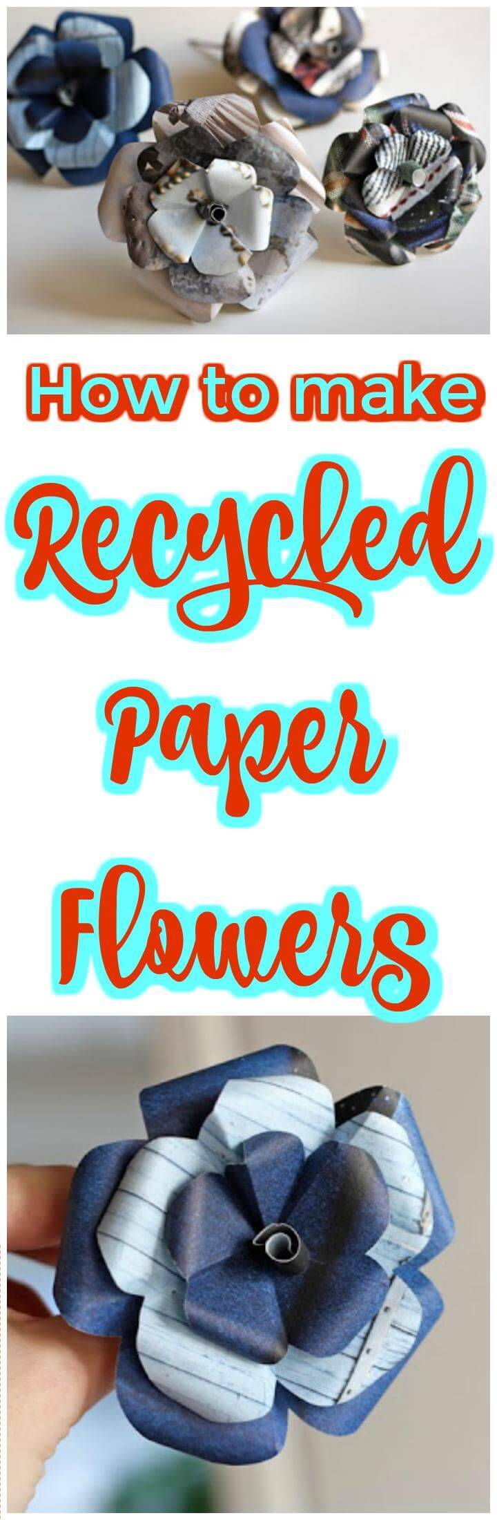 self-made recycled paper flowers