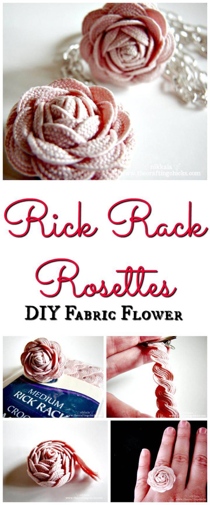 Rick rack rosette fabric flower