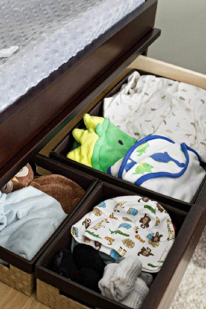 Baskets in a Drawer Nursery Clothes Organization Idea