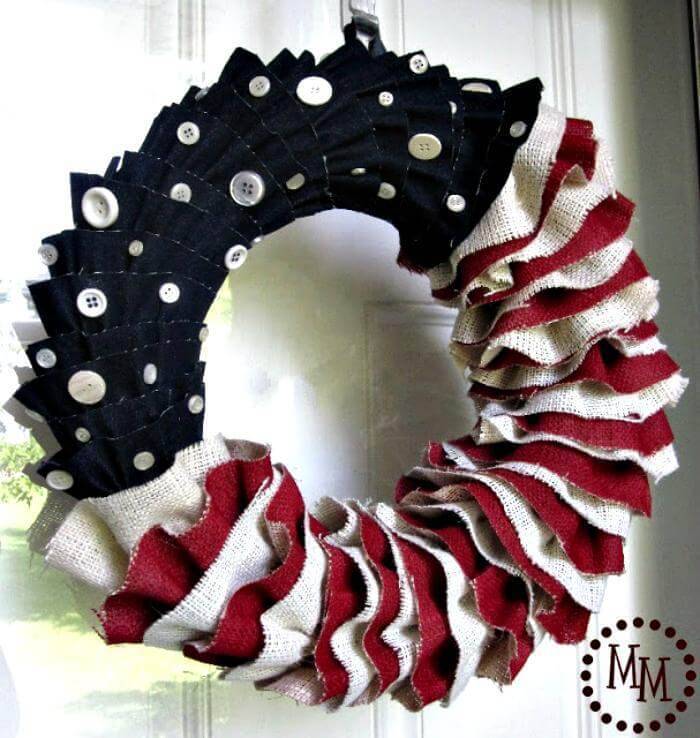 Burlap & Denim Ruffled Patriotic Wreath - DIY