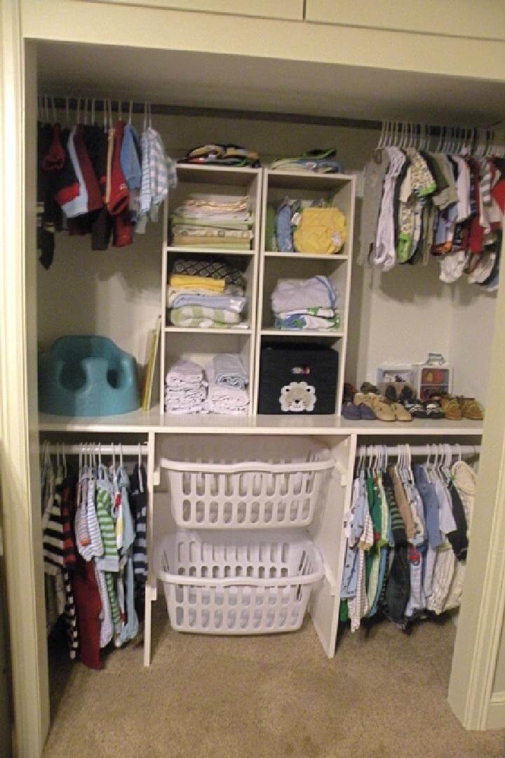 bookshelf into baby closet