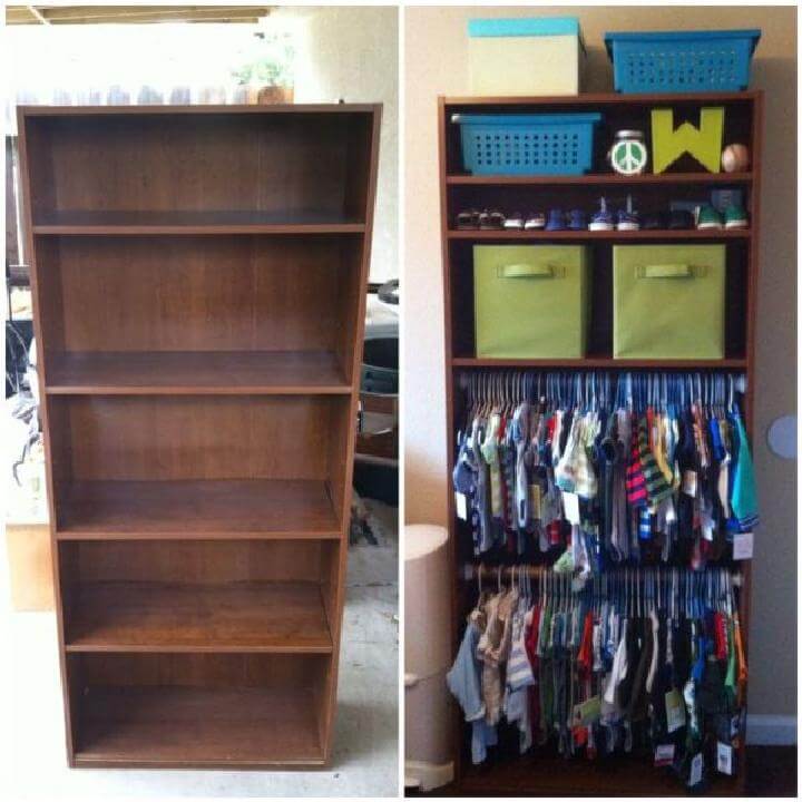 DIY Bookshelf into Baby Closet