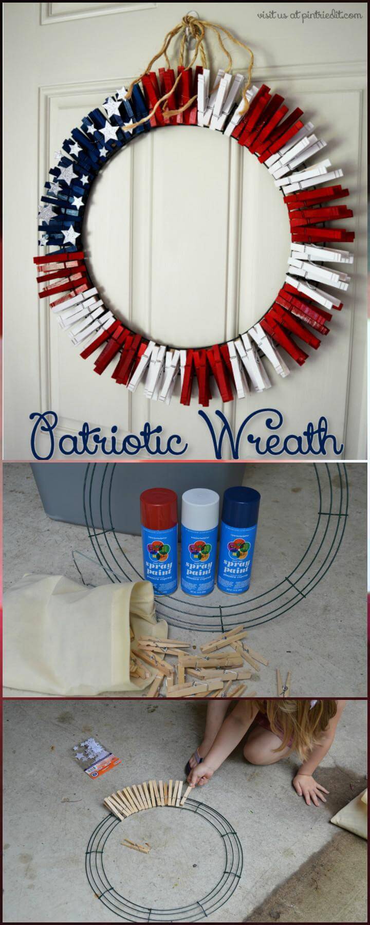 DIY Clothes Pins Patriotic Wreath