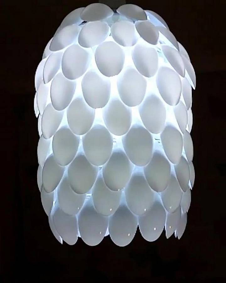 Handcrafted Plastic Spoon Lamp