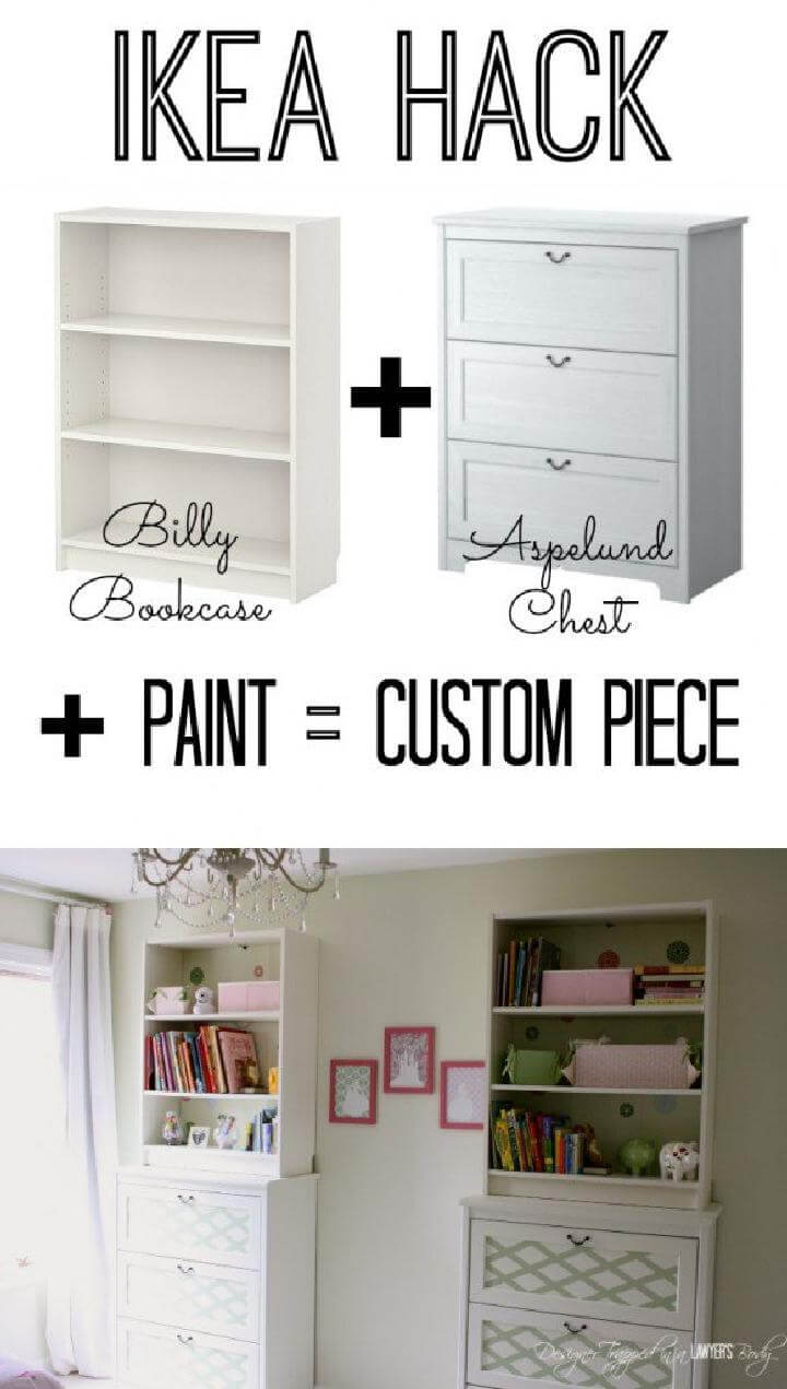 DIY Painted IKEA BILLY and Aspelund Chest Custom Furniture Hack