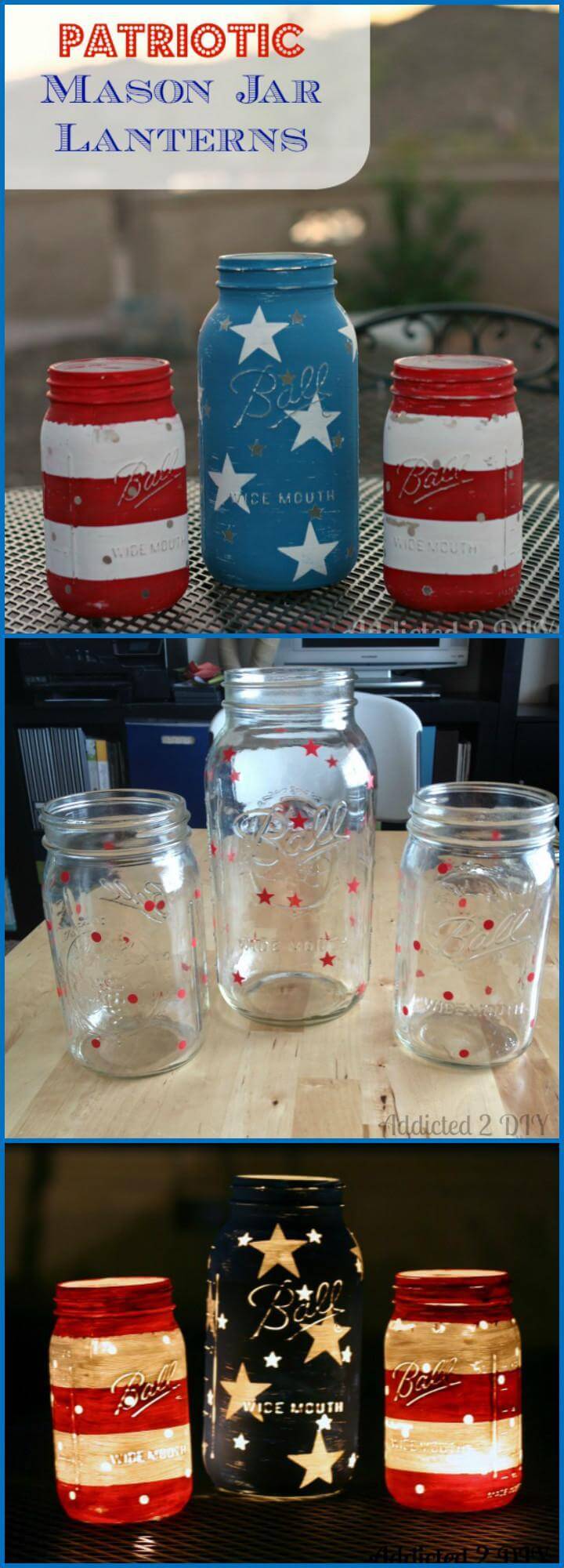 DIY patriotic mason jar lanterns