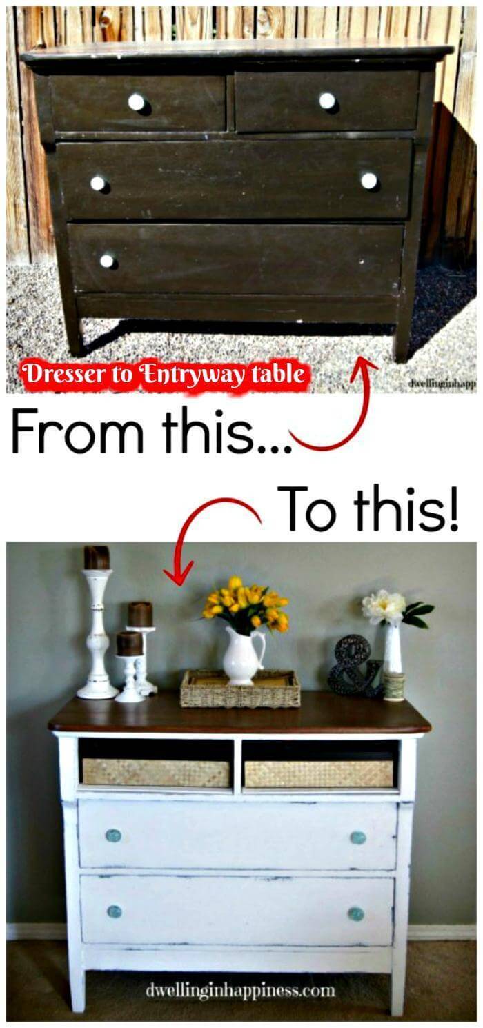 Dresser to Entryway table - DIY Before and After Project