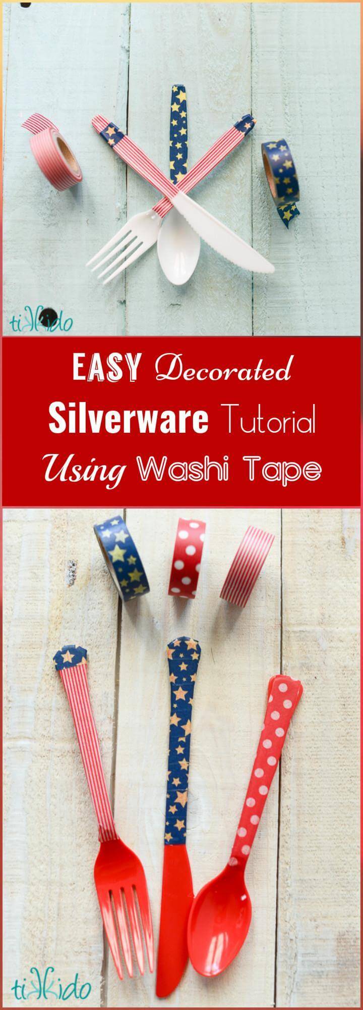 Easy Decorated Silverware Tutorial Using Washi Tape