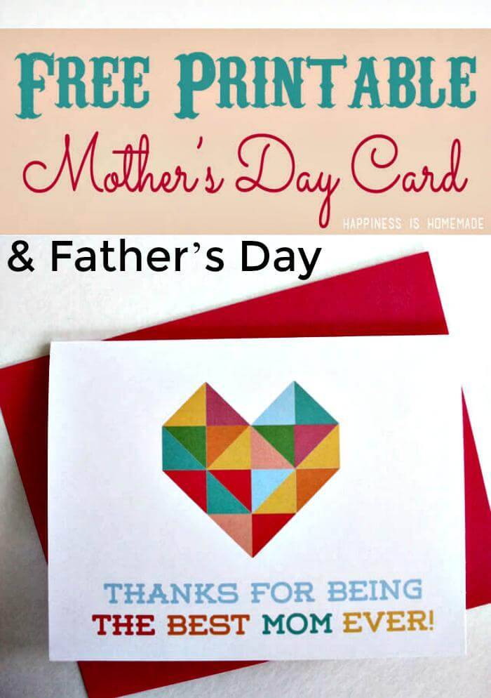 DIY Geometric Heart Printable Mother’s & Father’s Day Cards