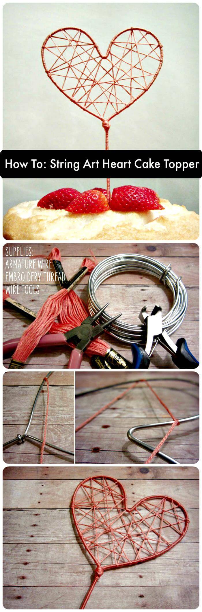 How To String Art Heart Cake Topper