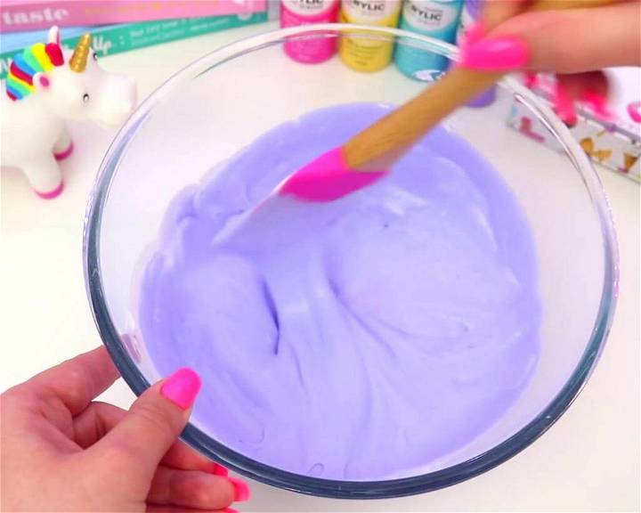 Mixing the Added Purple Violet Color in the Slime Mixture