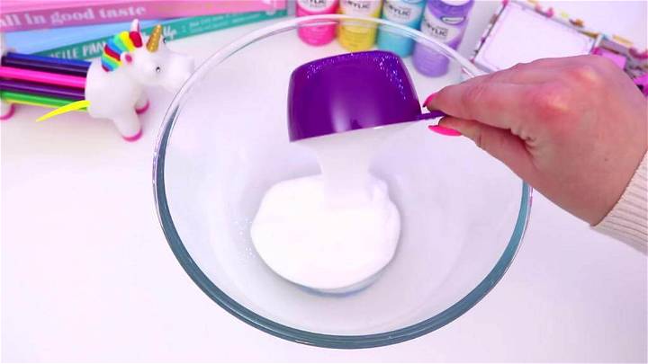 Pouring Glue in the Bowl for Another Slime Mixture