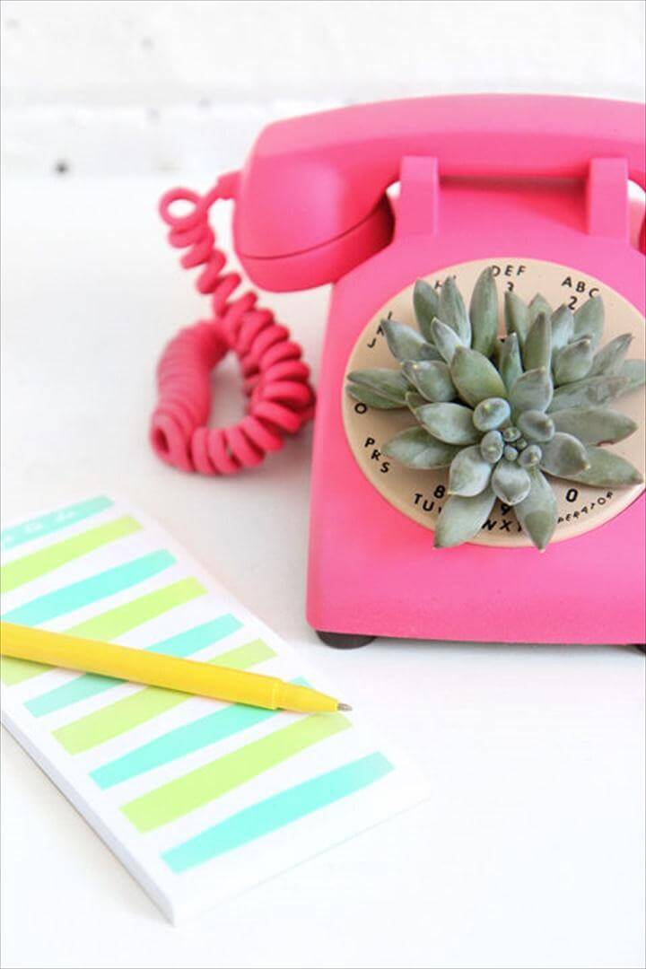 Super Beautiful Succulent Retro Phone