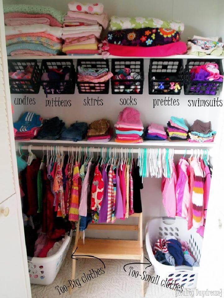 Updated Kid's Closet Baby Clothes Storage Idea