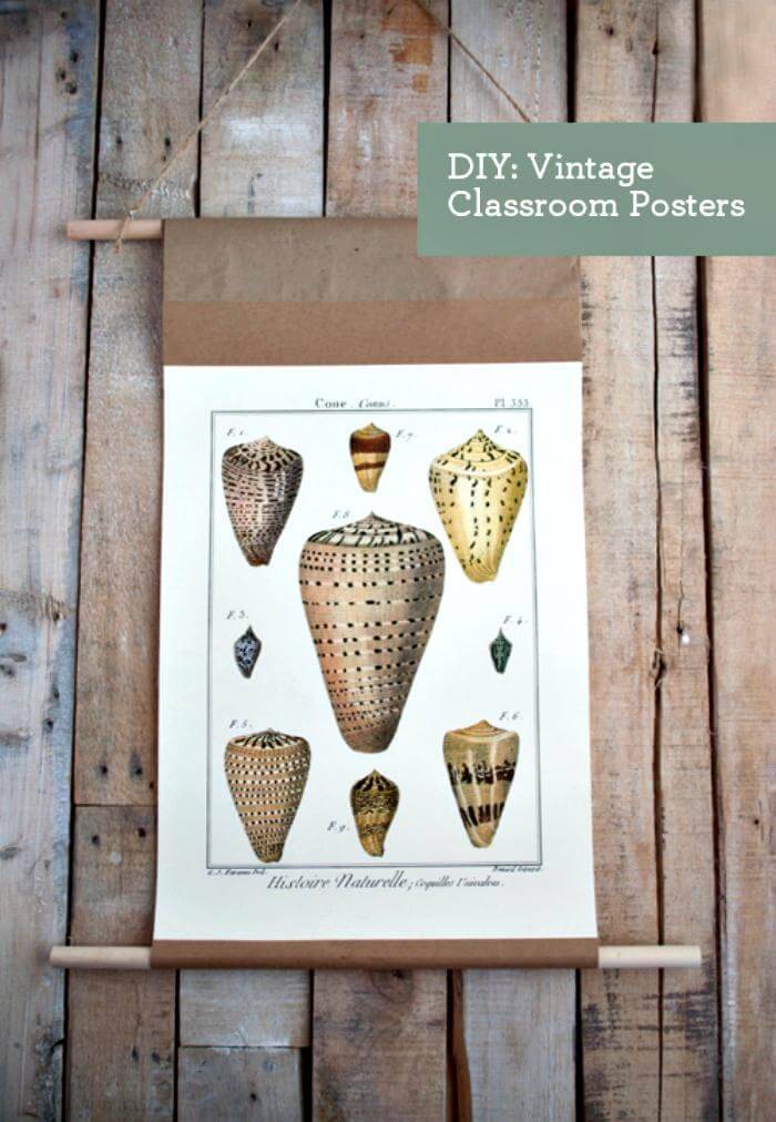 handmade vintage classroom poster hanger