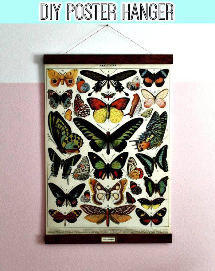 DIY pretty vintage poster frame for gretas butterflies