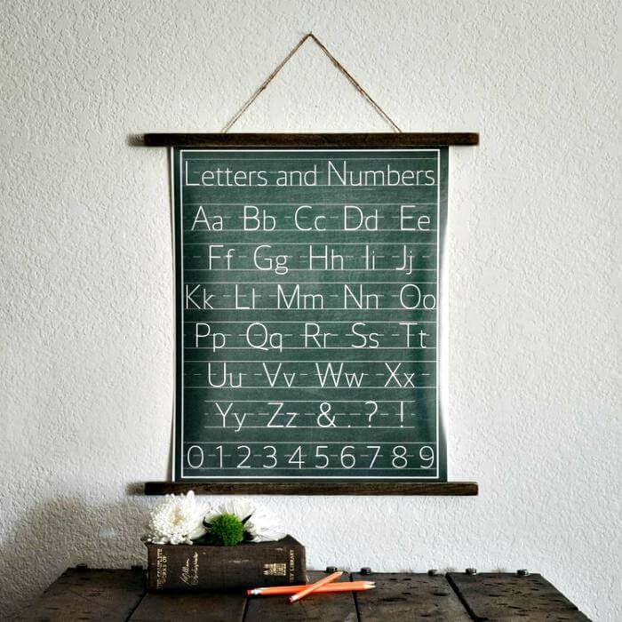 DIY vintage handwriting chart hanging print Tutorial