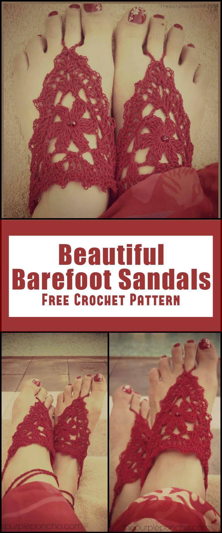 Crochet Barefoot Sandals - 50+ Free Crochet Patterns ⋆ DIY Crafts