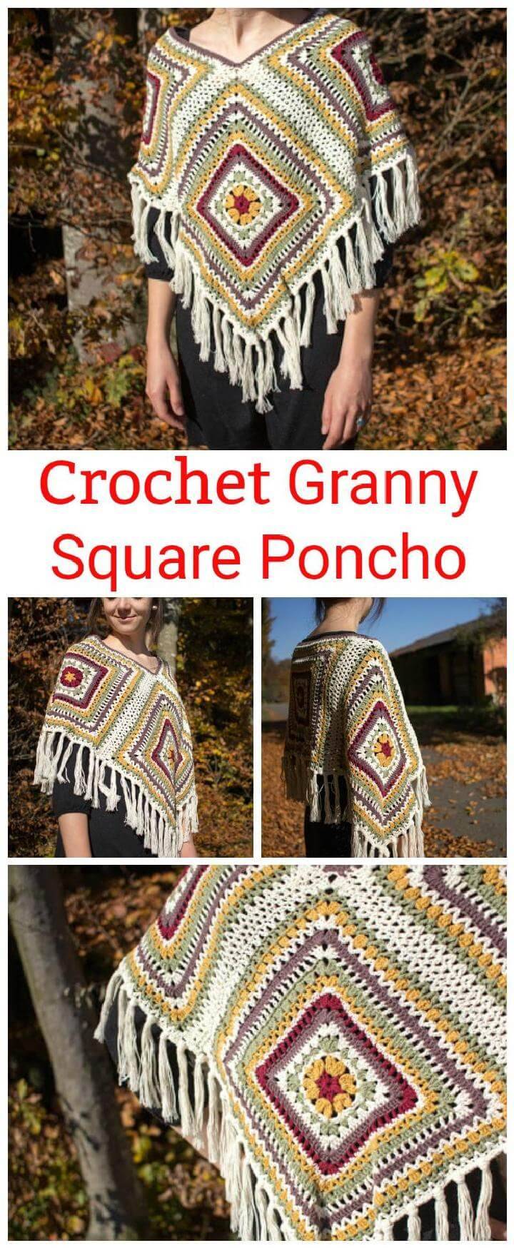 Crochet Granny Square Poncho