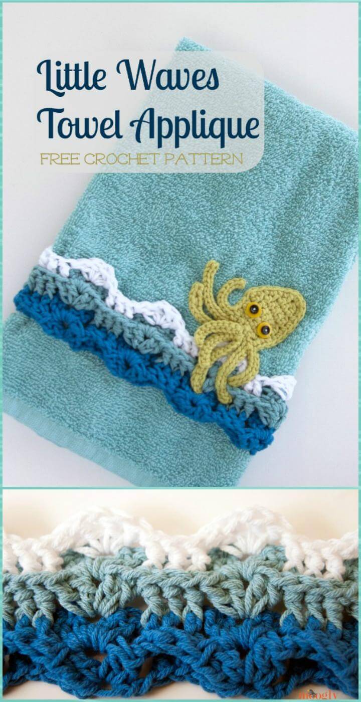 Crochet Little Waves Towel Applique Free Pattern