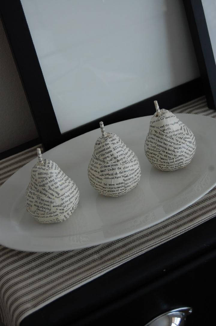 DIY Anthro Inspired Newspaper Pears