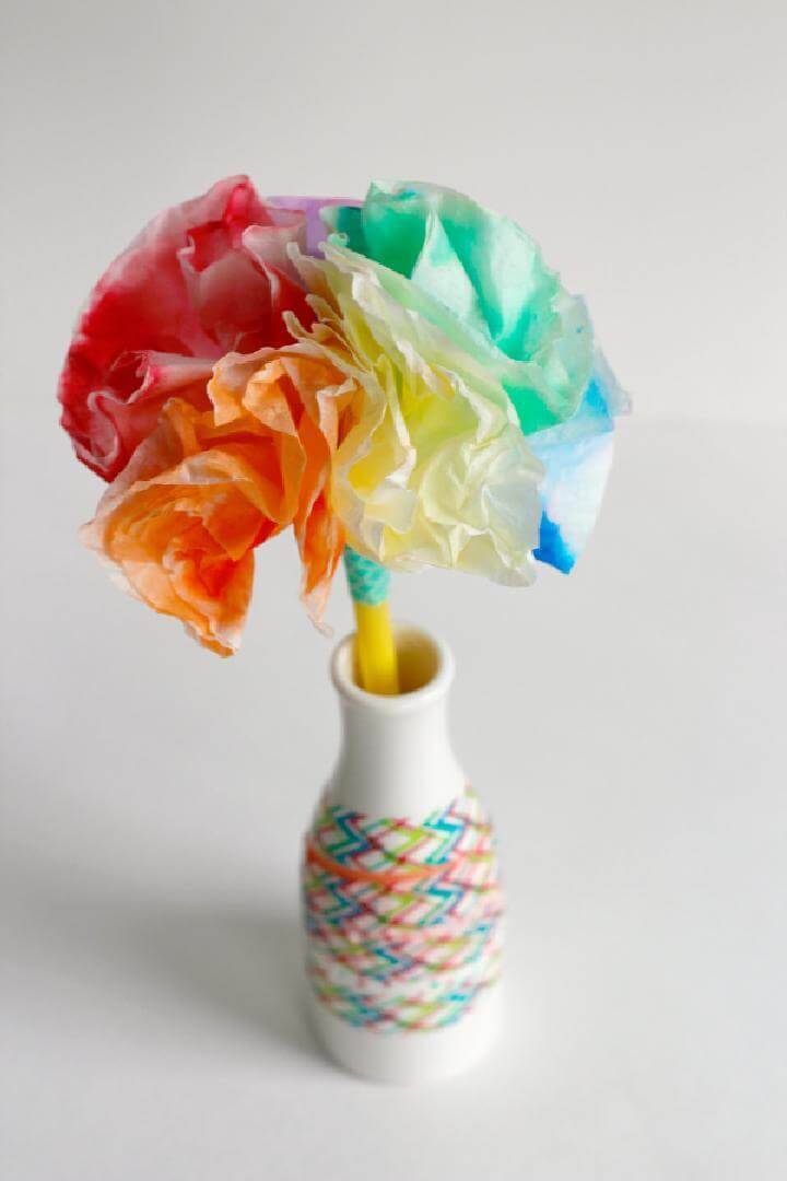 DIY Beautiful Coffee Filter Rainbow Bouquet