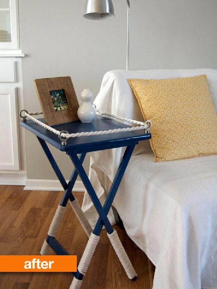 DIY Beautiful TV Tray Rope Table