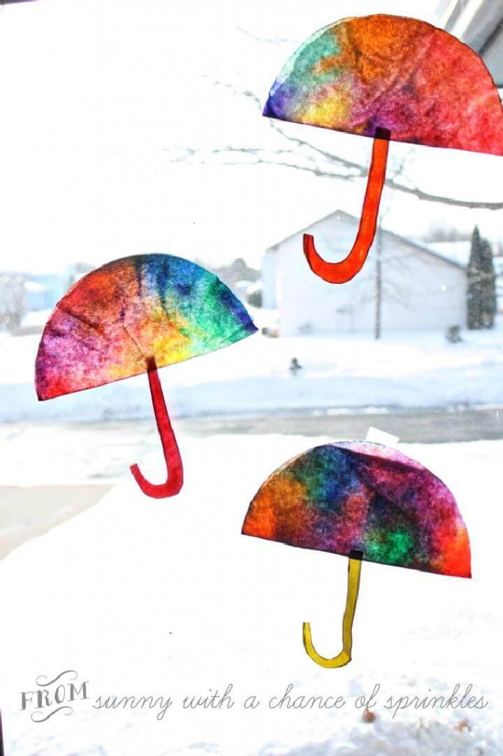 DIY Coffee Filter Umbrella Suncatchers