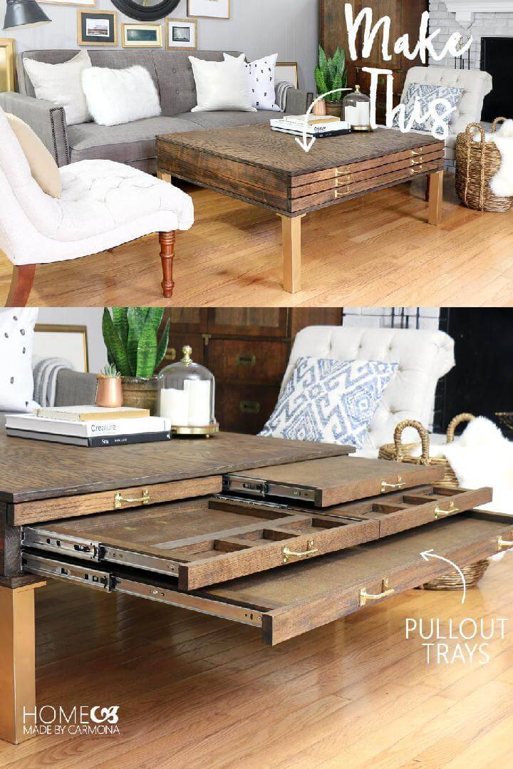 Creative Hand-built Coffee Table with Pullouts