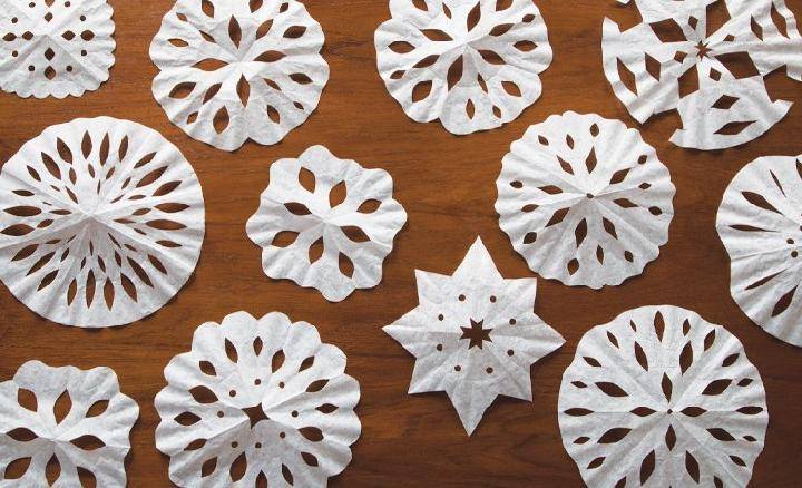 DIY Easy Coffee Filter Snowflakes