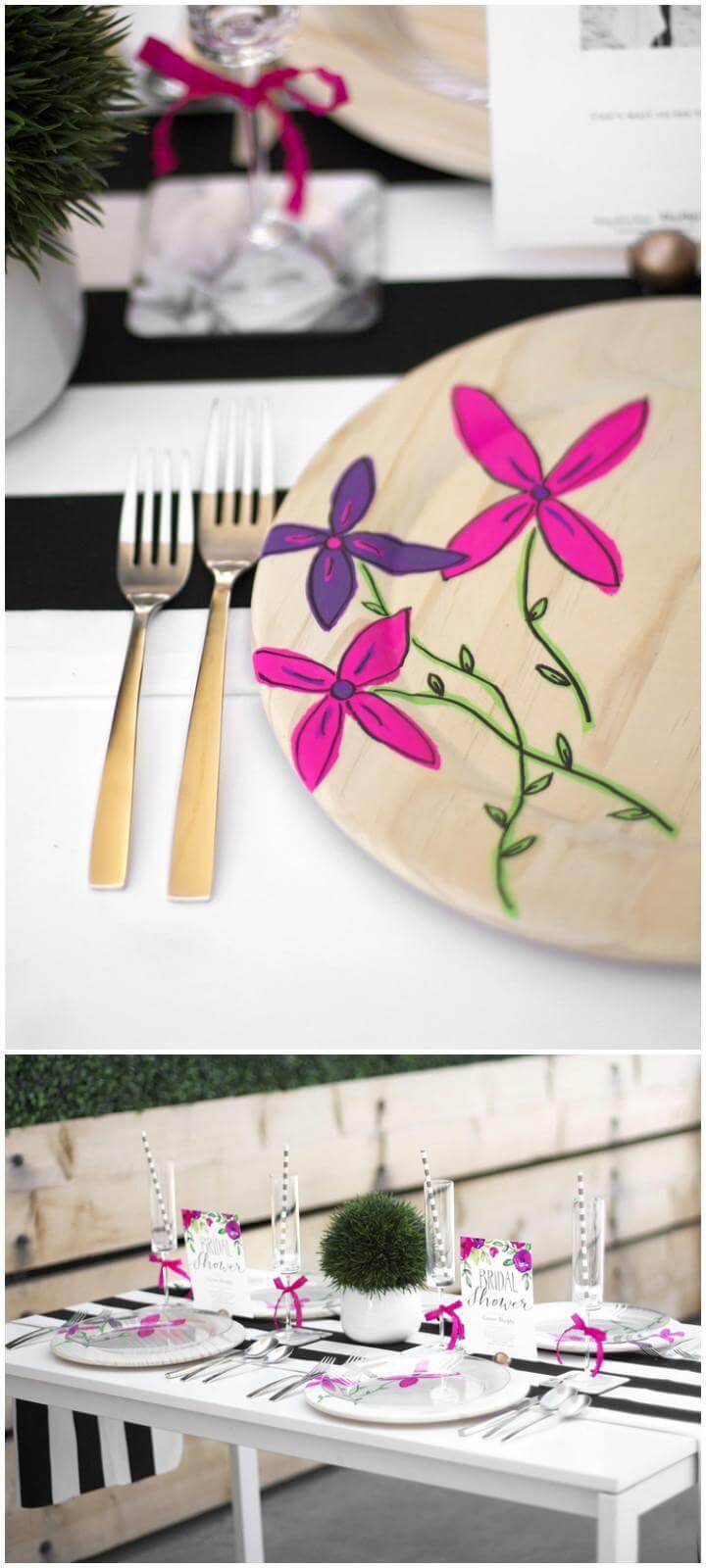 DIY Easy Graduation Party Floral Plate Chargers