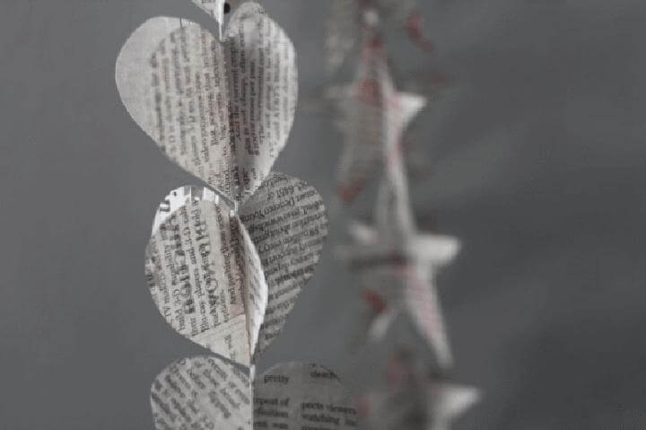 DIY Easy Newspaper Heart Garland