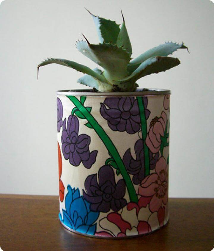 DIY Fabric Wrapped Paint Can Planter