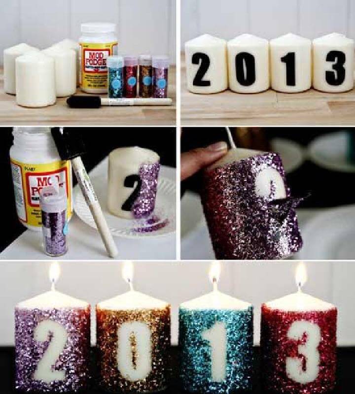 DIY Glitter Candles for Graduation Party