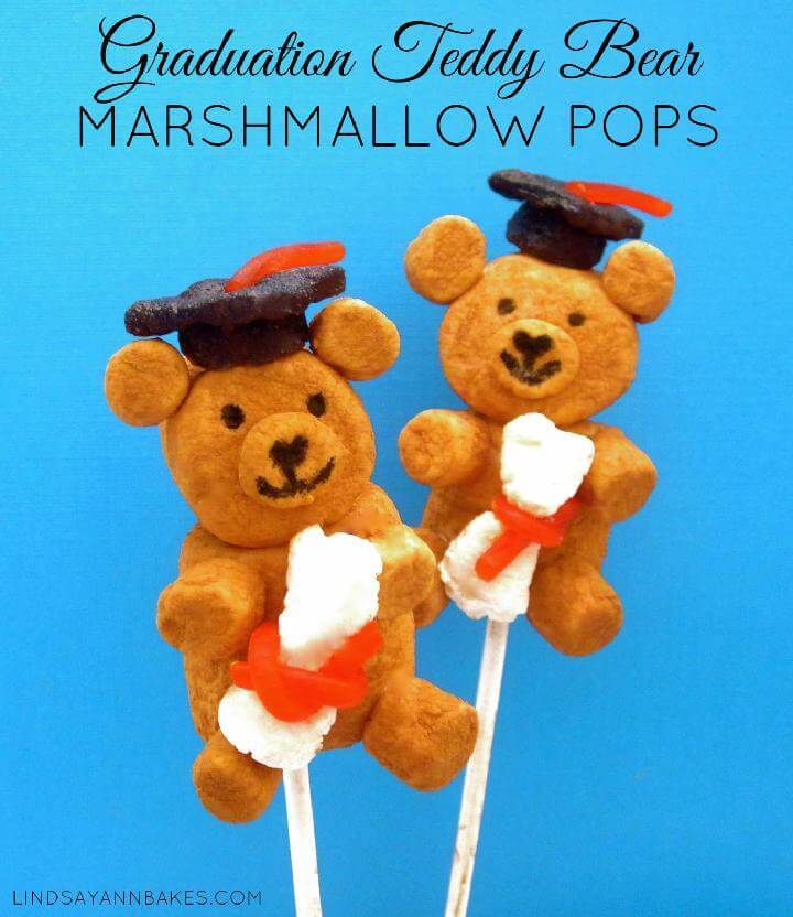 DIY Graduation Teddy Bear Marshmallow Pops