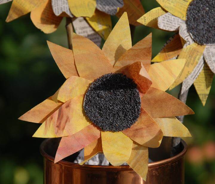 DIY Handcrafted Newspaper Sunflower