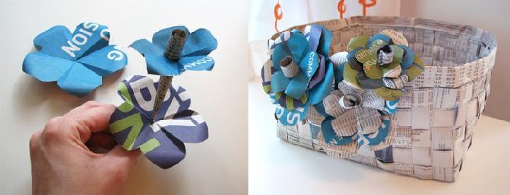 DIY Handmade Newspaper Flowers