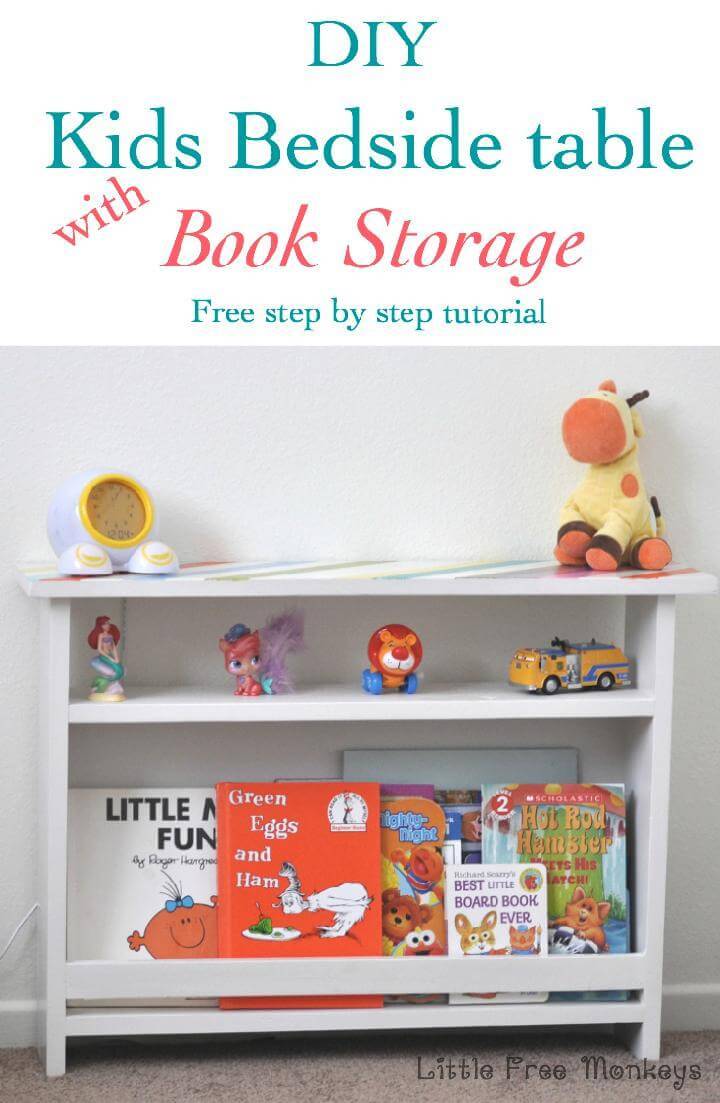 DIY Kids Bedside Table with Book Storage