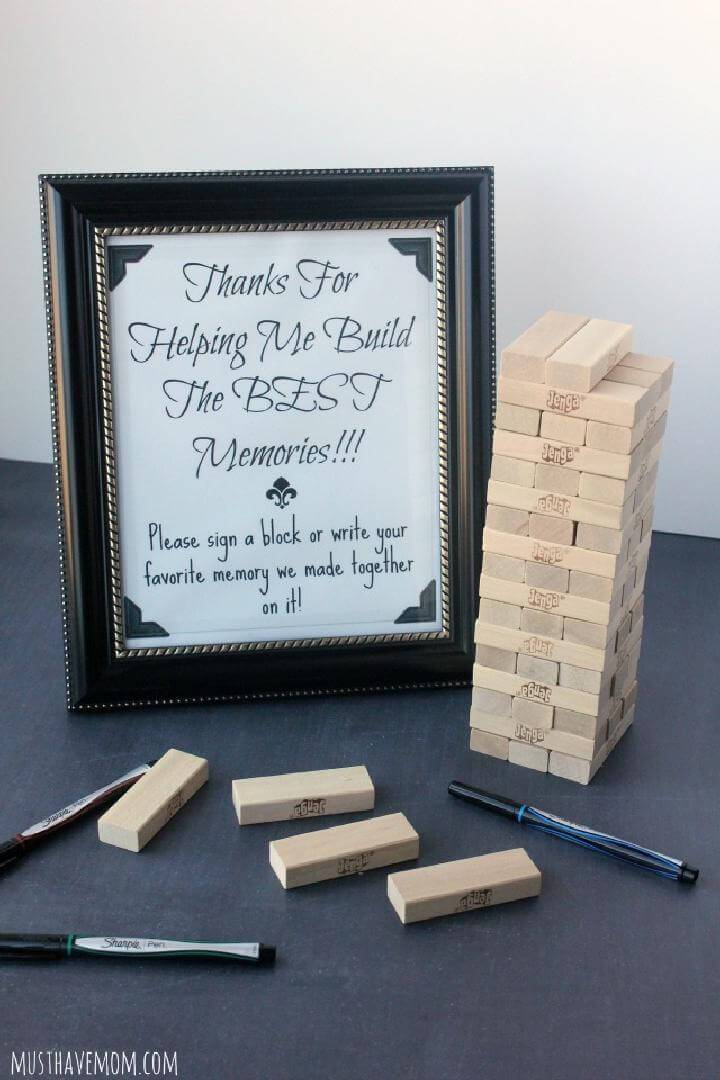 DIY Mini Wooden Block Grad Party Guest Book