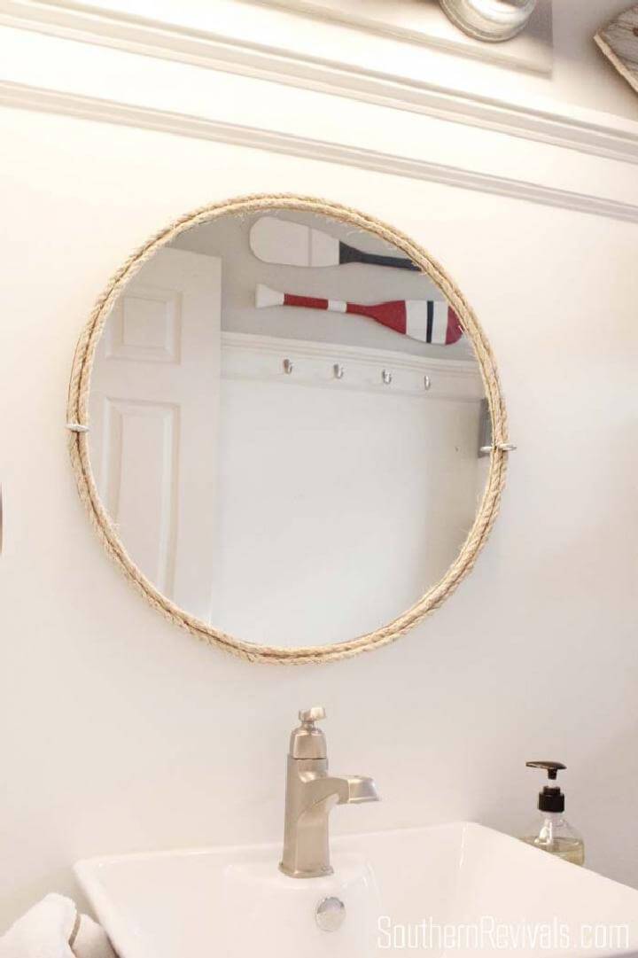 DIY Modern Bathroom Rope Mirror